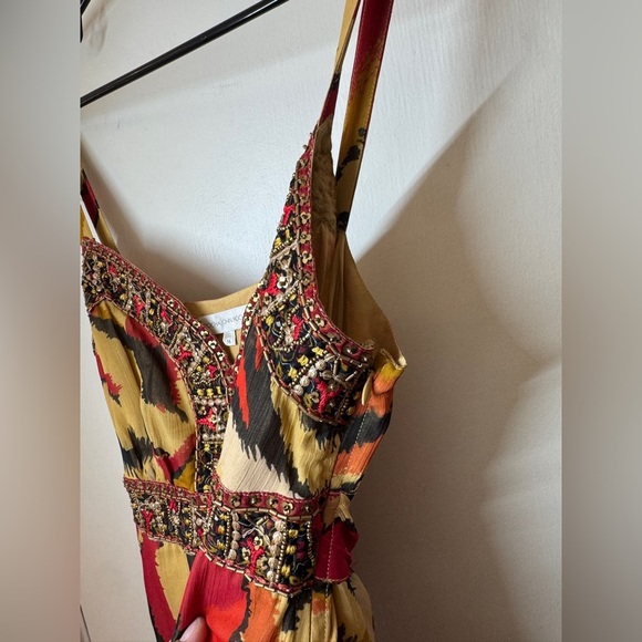 NWT Vintage Y2K Rocha. John Rocha Beaded Red Cream Sleeveless Slip Maxi Dress 14 - Picture 5 of 16